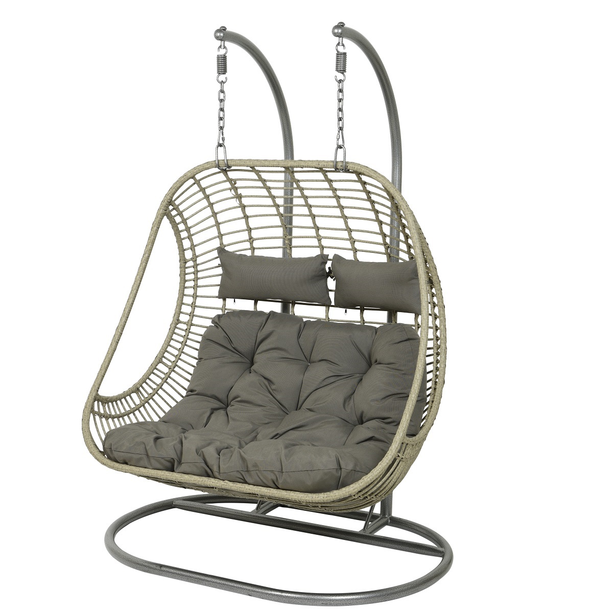 Kaemingk Riga 2 Seater Grey Wicker Egg Chair (incl Cushions) | Local Delivery Only